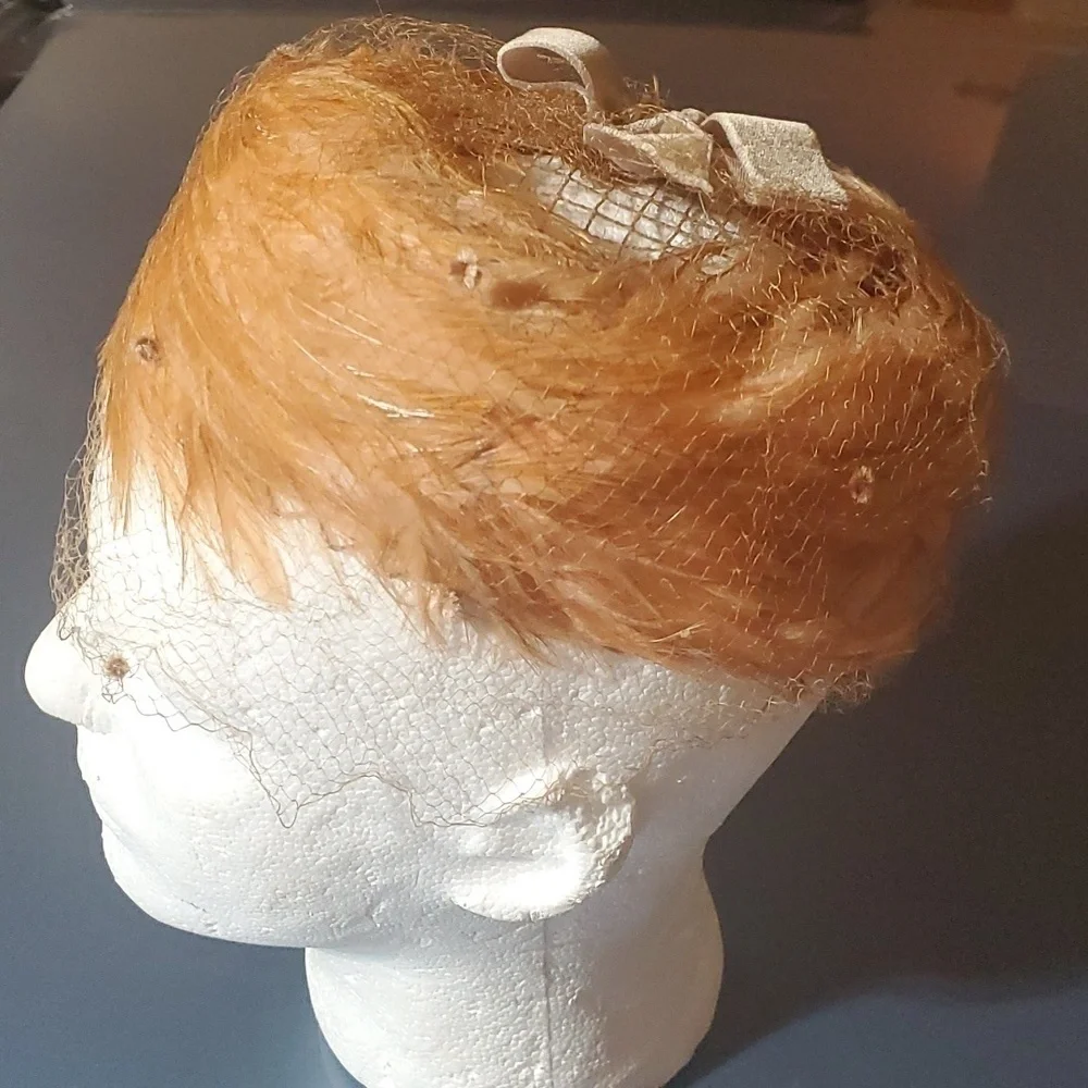 Vintage Styled by‎ Miss Feige Feathered Net Embellished Hat